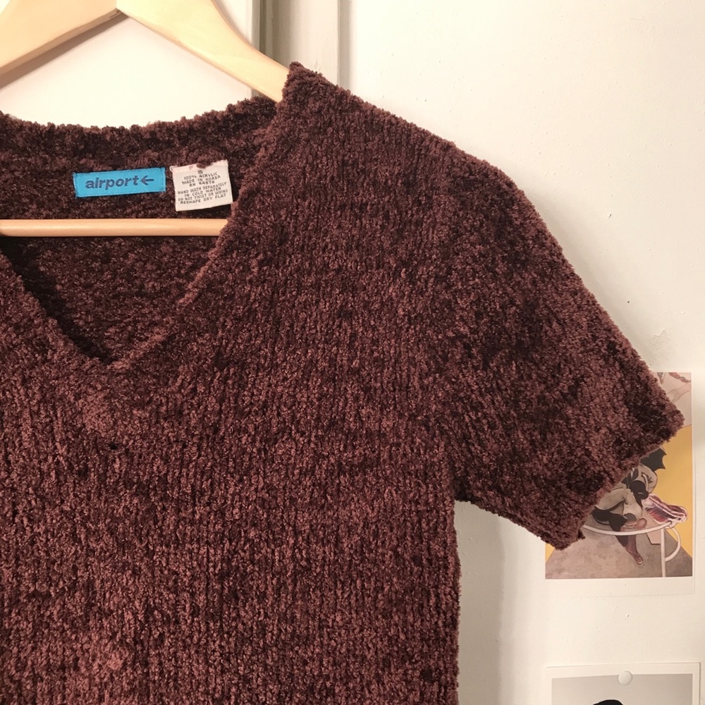 Cropped Brown Vintage 90s Sweater Shirt Size S